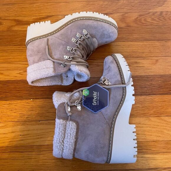 SONOMA | with ortholite eco lumbar taupe shearling lined lace up boots 7 NEW - Picture 1 of 12